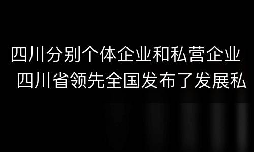 四川分别个体企业和私营企业 四川省领先全国发布了发展私营经济