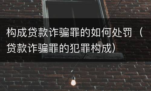 构成贷款诈骗罪的如何处罚（贷款诈骗罪的犯罪构成）