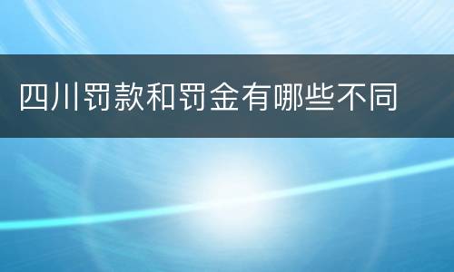 四川罚款和罚金有哪些不同