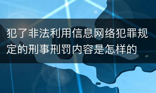 犯了非法利用信息网络犯罪规定的刑事刑罚内容是怎样的