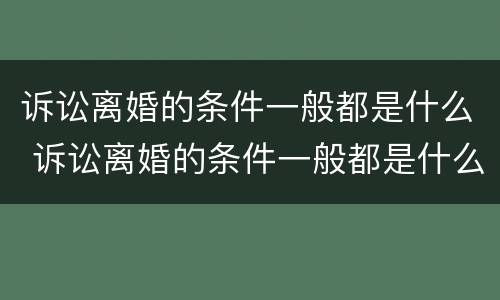 诉讼离婚的条件一般都是什么 诉讼离婚的条件一般都是什么呢