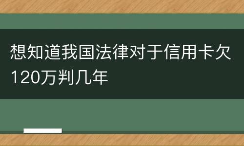 想知道我国法律对于信用卡欠120万判几年