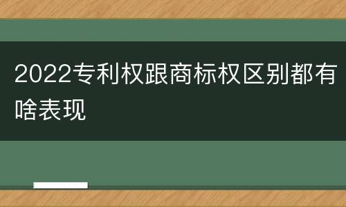 2022专利权跟商标权区别都有啥表现