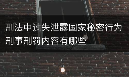 刑法中过失泄露国家秘密行为刑事刑罚内容有哪些