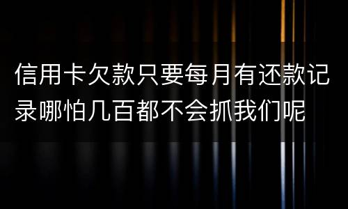 信用卡欠款只要每月有还款记录哪怕几百都不会抓我们呢