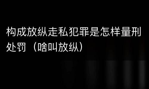 构成放纵走私犯罪是怎样量刑处罚（啥叫放纵）