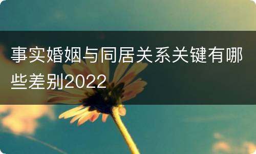 事实婚姻与同居关系关键有哪些差别2022