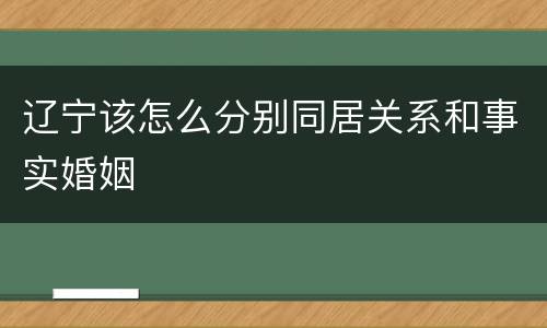 辽宁该怎么分别同居关系和事实婚姻