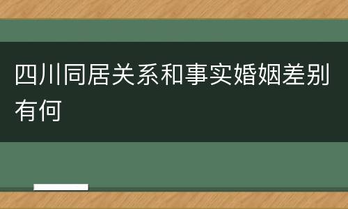 四川同居关系和事实婚姻差别有何