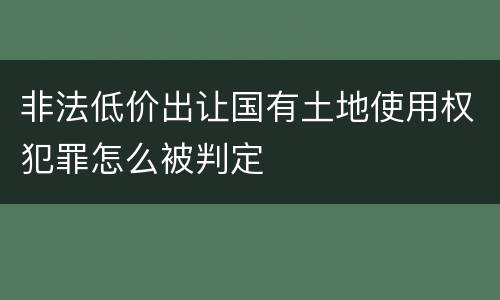 非法低价出让国有土地使用权犯罪怎么被判定