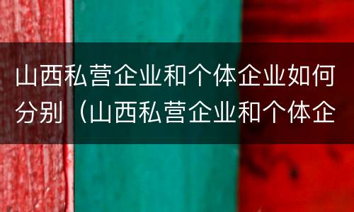 山西私营企业和个体企业如何分别（山西私营企业和个体企业如何分别纳税）