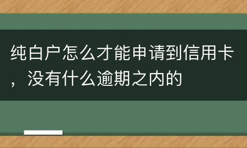 纯白户怎么才能申请到信用卡，没有什么逾期之内的