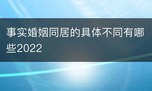 事实婚姻同居的具体不同有哪些2022