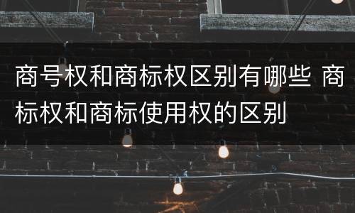 商号权和商标权区别有哪些 商标权和商标使用权的区别