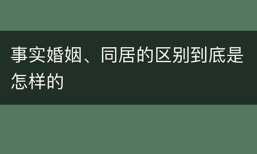 事实婚姻、同居的区别到底是怎样的