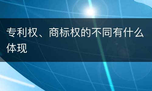 专利权、商标权的不同有什么体现