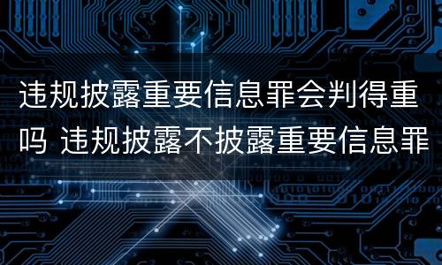 违规披露重要信息罪会判得重吗 违规披露不披露重要信息罪 主体