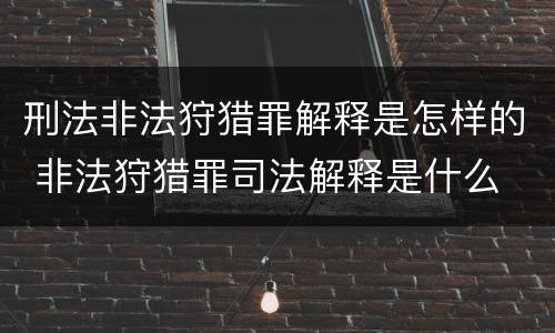 刑法非法狩猎罪解释是怎样的 非法狩猎罪司法解释是什么