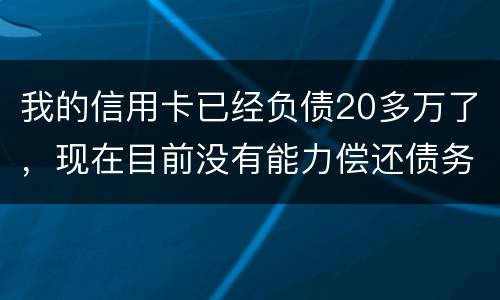 我的信用卡已经负债20多万了，现在目前没有能力偿还债务，请问可以申请破产吗