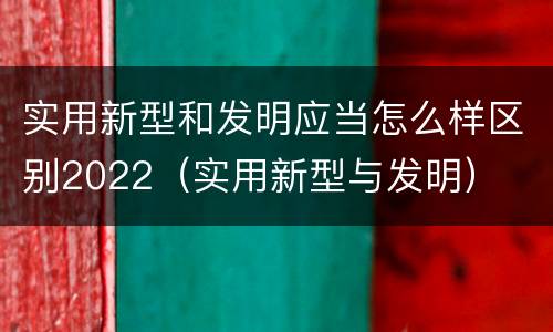 实用新型和发明应当怎么样区别2022（实用新型与发明）