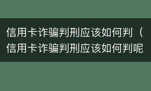 信用卡诈骗判刑应该如何判（信用卡诈骗判刑应该如何判呢）