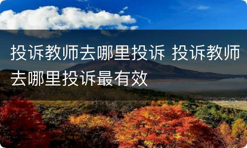 投诉教师去哪里投诉 投诉教师去哪里投诉最有效