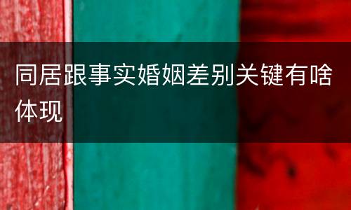 同居跟事实婚姻差别关键有啥体现