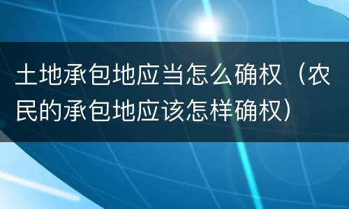 土地承包地应当怎么确权（农民的承包地应该怎样确权）