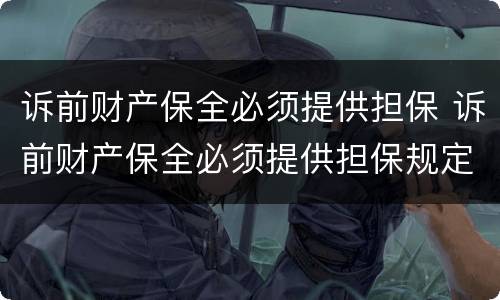 诉前财产保全必须提供担保 诉前财产保全必须提供担保规定