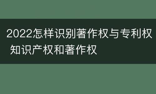 2022怎样识别著作权与专利权 知识产权和著作权