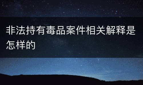 非法持有毒品案件相关解释是怎样的