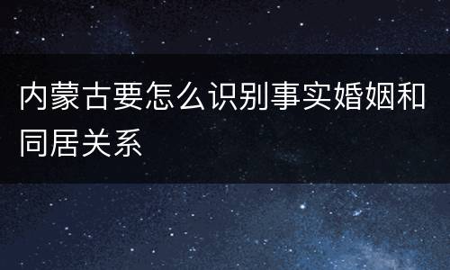 内蒙古要怎么识别事实婚姻和同居关系