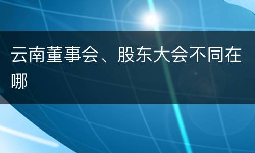 云南董事会、股东大会不同在哪