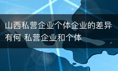 山西私营企业个体企业的差异有何 私营企业和个体