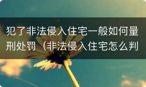 犯了非法侵入住宅一般如何量刑处罚（非法侵入住宅怎么判刑?）