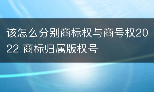 该怎么分别商标权与商号权2022 商标归属版权号