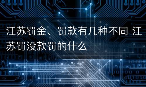 江苏罚金、罚款有几种不同 江苏罚没款罚的什么