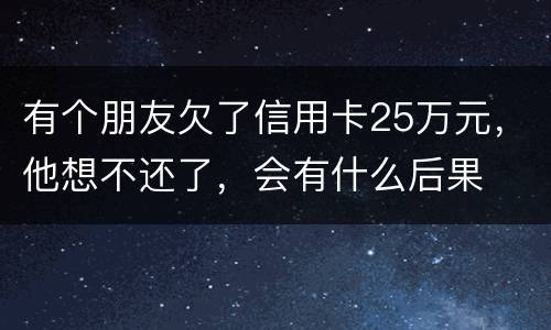 有个朋友欠了信用卡25万元，他想不还了，会有什么后果