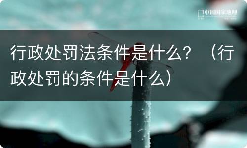 行政处罚法条件是什么？（行政处罚的条件是什么）