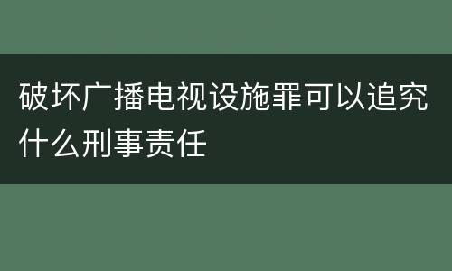 破坏广播电视设施罪可以追究什么刑事责任