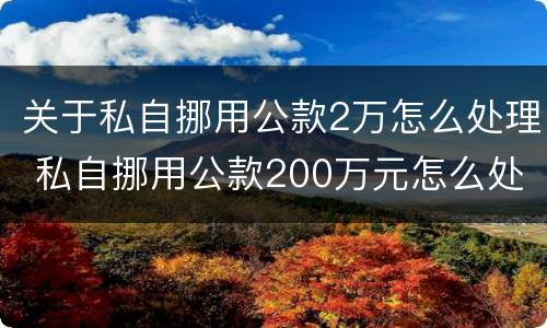 关于私自挪用公款2万怎么处理 私自挪用公款200万元怎么处理