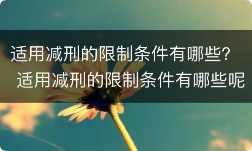 适用减刑的限制条件有哪些？ 适用减刑的限制条件有哪些呢