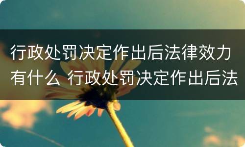 行政处罚决定作出后法律效力有什么 行政处罚决定作出后法律效力有什么影响