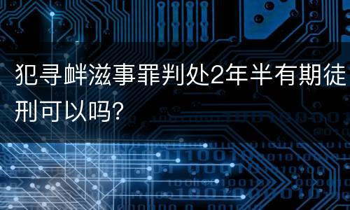 犯寻衅滋事罪判处2年半有期徒刑可以吗？