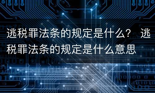 逃税罪法条的规定是什么？ 逃税罪法条的规定是什么意思