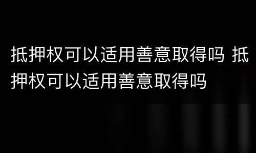 抵押权可以适用善意取得吗 抵押权可以适用善意取得吗