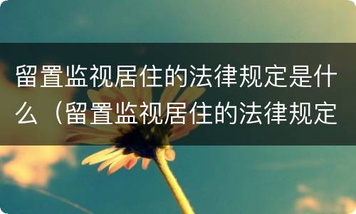 留置监视居住的法律规定是什么（留置监视居住的法律规定是什么时候实施）