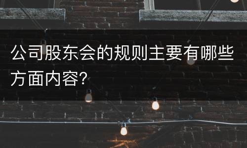 公司股东会的规则主要有哪些方面内容？