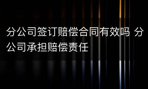 分公司签订赔偿合同有效吗 分公司承担赔偿责任