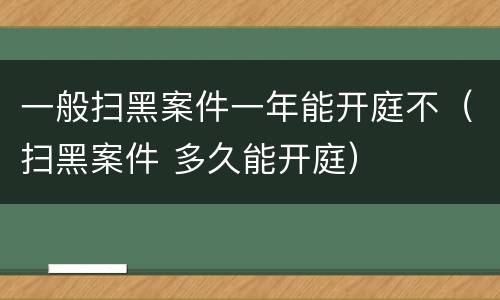 一般扫黑案件一年能开庭不（扫黑案件 多久能开庭）